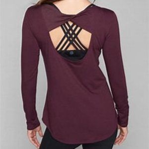 Athleta Open Back Flexlight Burgundy Top Size XXS